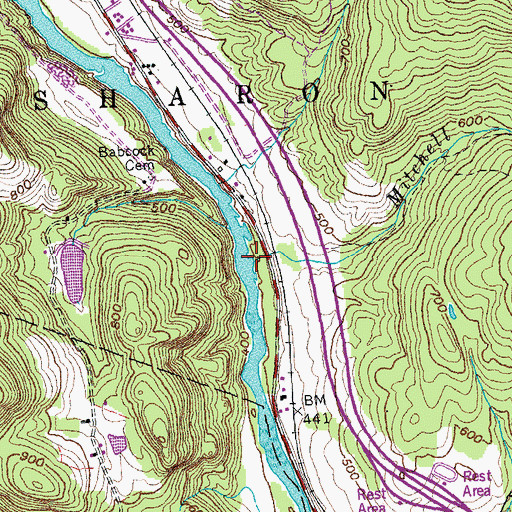 Topographic Map of Mitchell Brook, VT