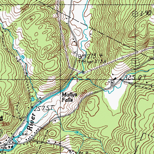 Topographic Map of Mollys Brook, VT