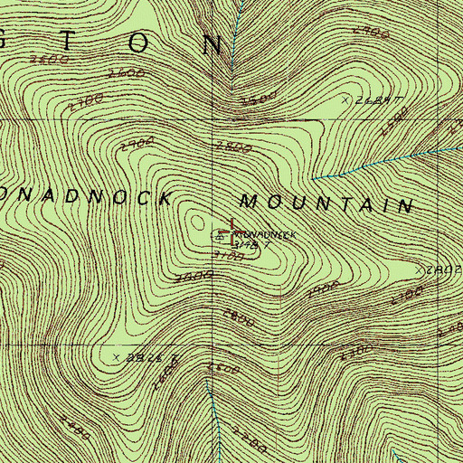 Topographic Map of Monadnock Mountain, VT