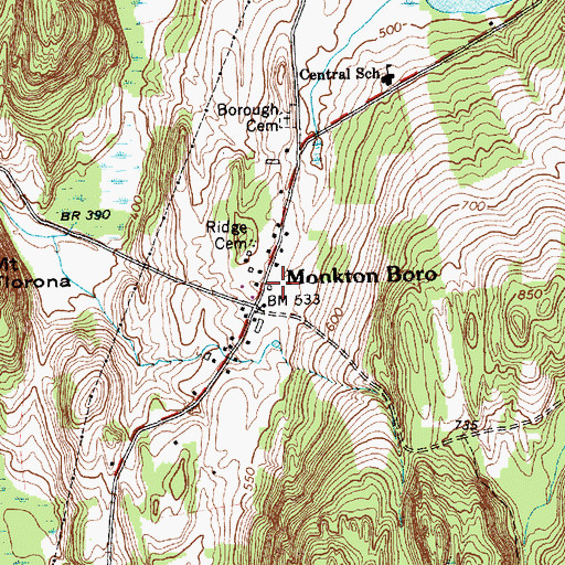 Topographic Map of Monkton Boro, VT