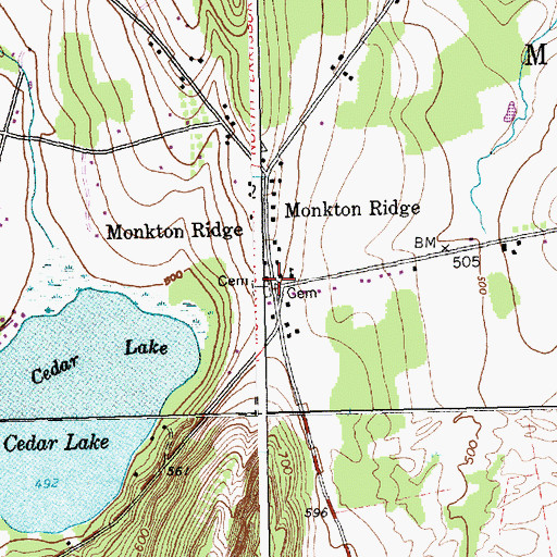 Topographic Map of Monkton Ridge, VT
