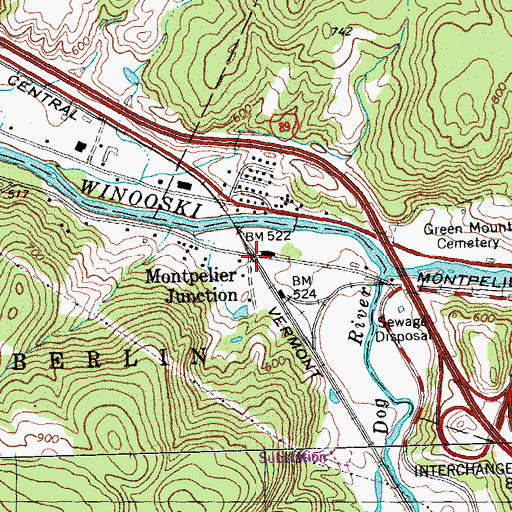 Topographic Map of Montpelier Junction, VT