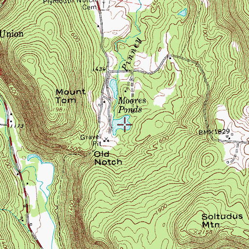 Topographic Map of Moores Ponds, VT