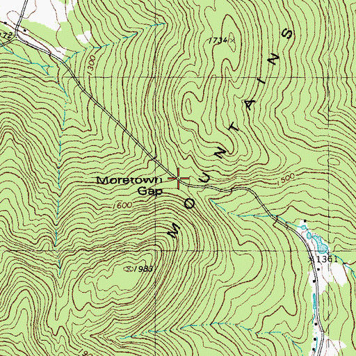 Topographic Map of Moretown Gap, VT