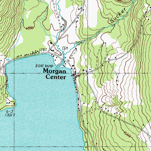 Topographic Map of Morgan Center, VT