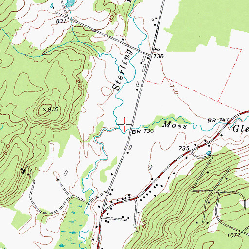 Topographic Map of Moss Glen Brook, VT