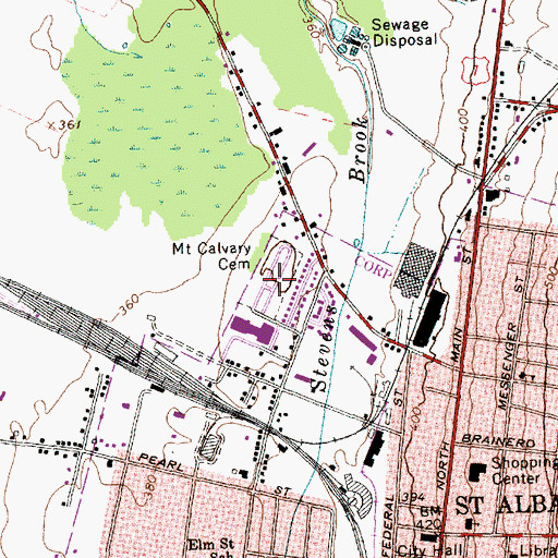 Topographic Map of Mount Calvary Cemetery, VT