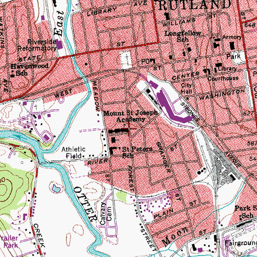 Topographic Map of Mount Saint Joseph Academy, VT