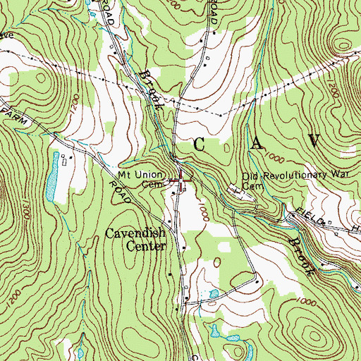 Topographic Map of Mount Union Cemetery, VT