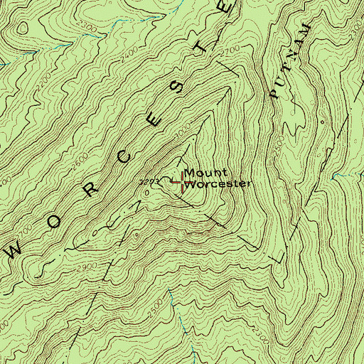 Topographic Map of Mount Worcester, VT