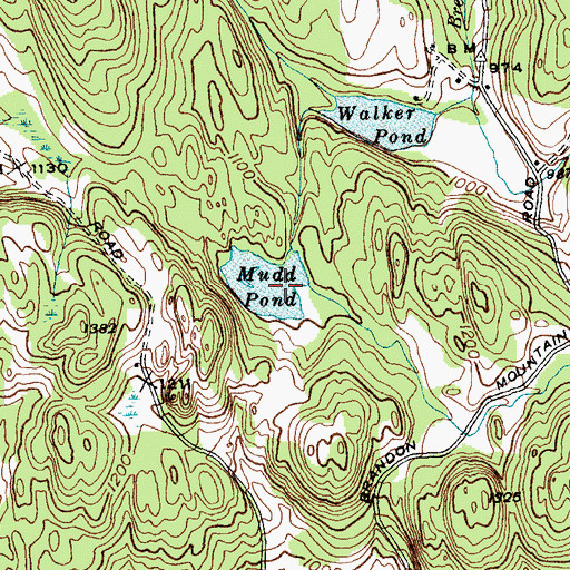 Topographic Map of Mudd Pond, VT