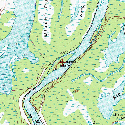 Topographic Map of Mudgett Island, VT