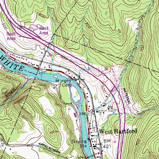 Topographic Map of Murphy Cemetery, VT