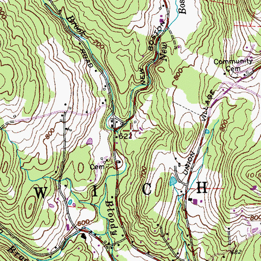 Topographic Map of New Boston Brook, VT