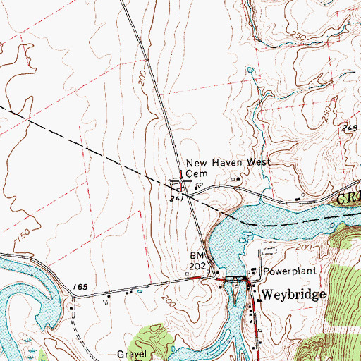 Topographic Map of New Haven West Cemetery, VT