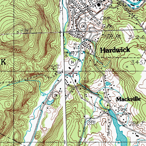 Topographic Map of Nichols Brook, VT