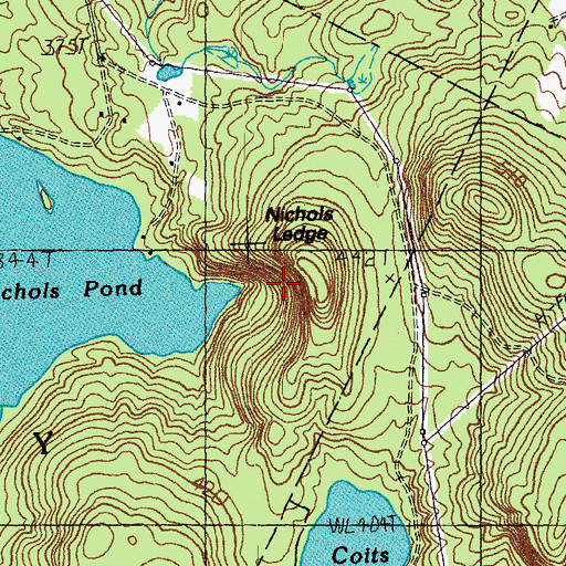 Topographic Map of Nichols Ledge, VT