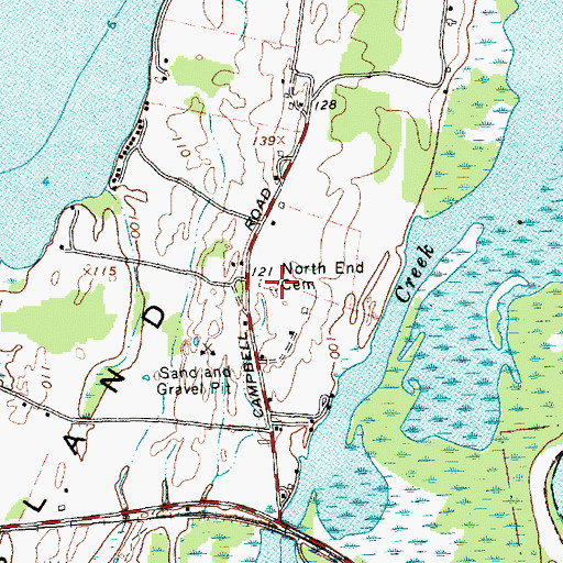 Topographic Map of North End Cemetery, VT