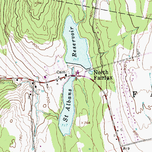 Topographic Map of North Fairfax, VT