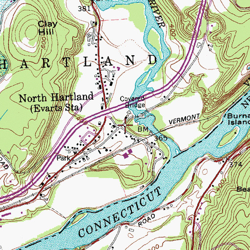 Topographic Map of North Hartland, VT