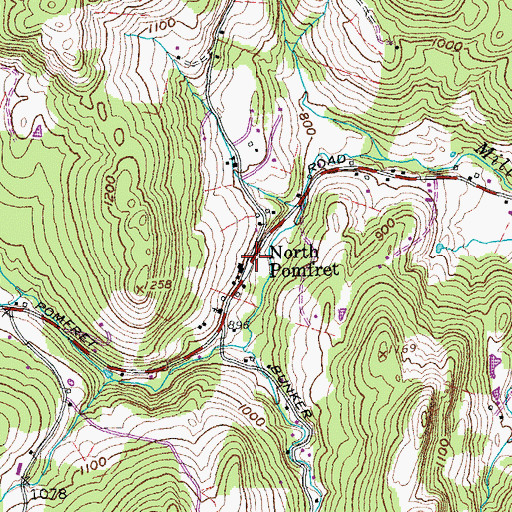 Topographic Map of North Pomfret, VT