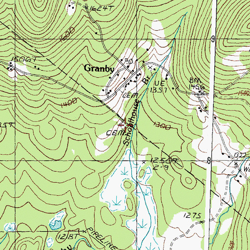 Topographic Map of North Victory Cemetery, VT