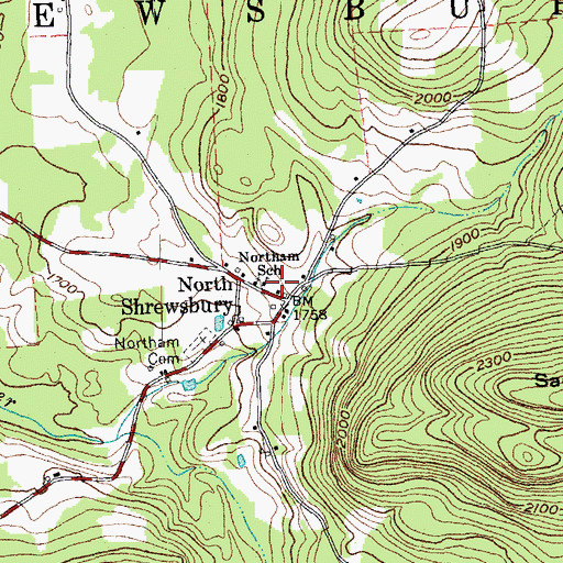 Topographic Map of Northam School, VT