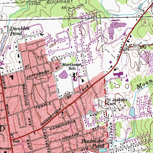 Topographic Map of Northeast Primary School, VT