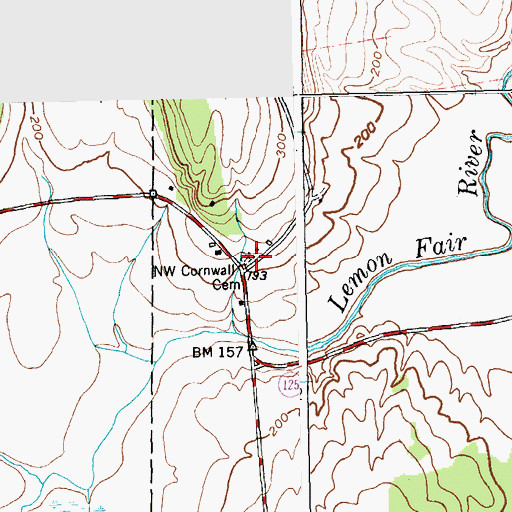 Topographic Map of Northwest Cornwall Cemetery, VT