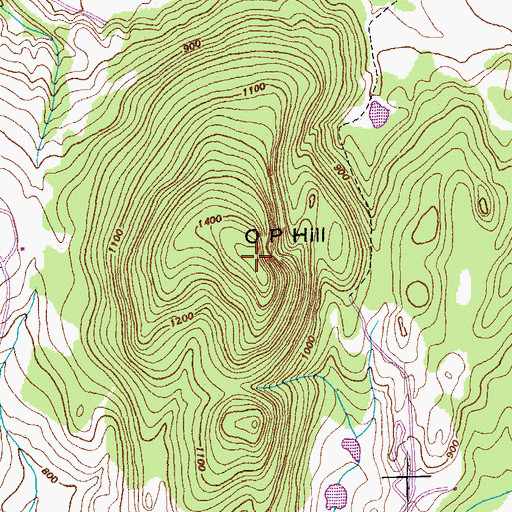 Topographic Map of O P Hill, VT