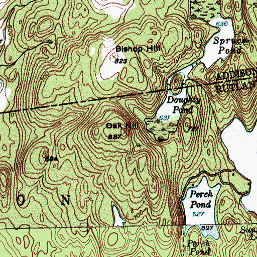 Topographic Map of Oak Hill, VT