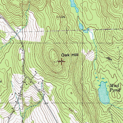 Topographic Map of Oak Hill, VT