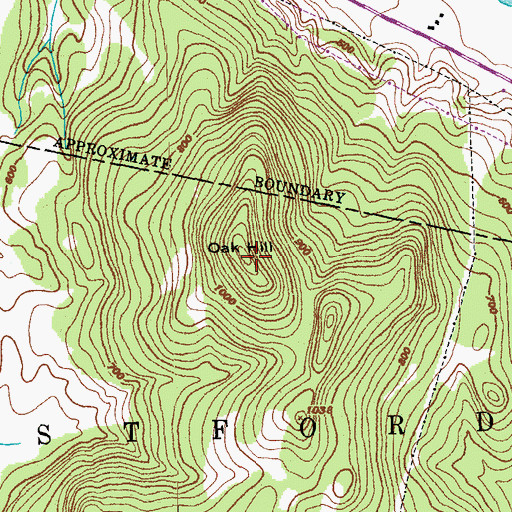 Topographic Map of Oak Hill, VT
