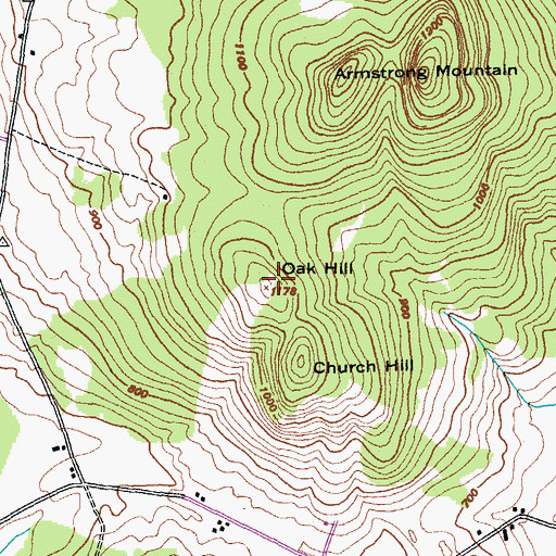Topographic Map of Oak Hill, VT