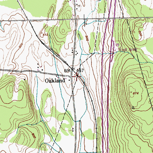 Topographic Map of Oakland, VT