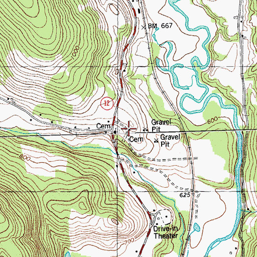 Topographic Map of Old Church, VT