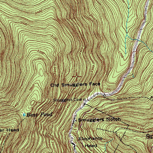 Topographic Map of Old Smugglers Face, VT