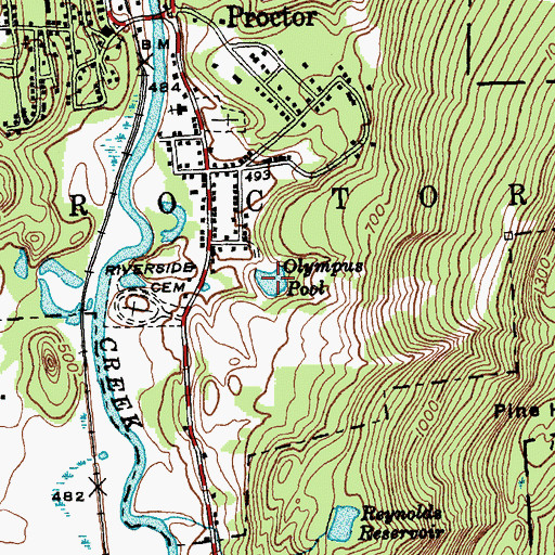 Topographic Map of Olympus Pool, VT