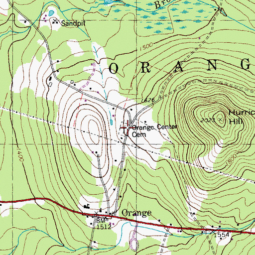Topographic Map of Orange Center Cemetery, VT