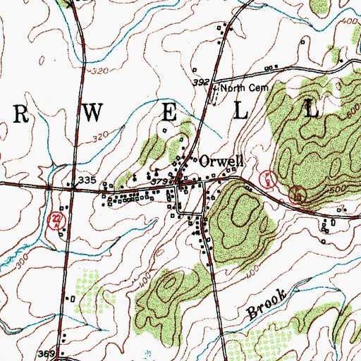 Topographic Map of Orwell, VT