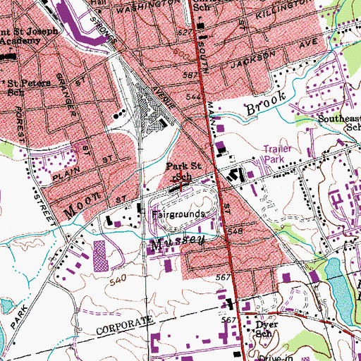 Topographic Map of Park Street School, VT