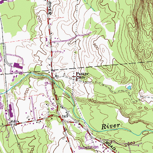 Topographic Map of Parker Cemetery, VT