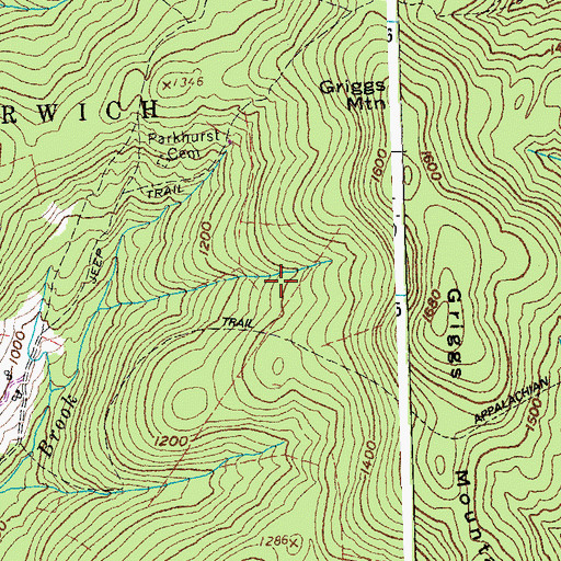 Topographic Map of Parkhurst Cemetery, VT