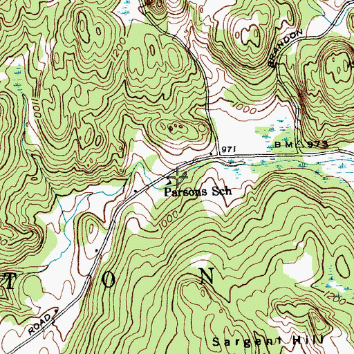 Topographic Map of Parsons School, VT
