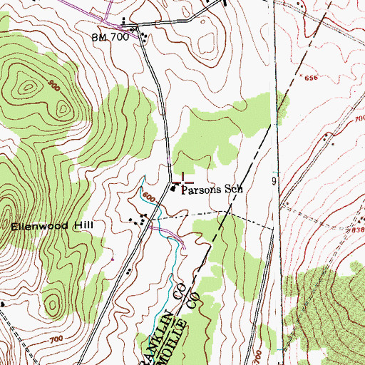 Topographic Map of Parsons School, VT