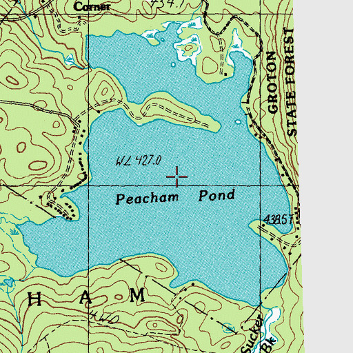 Topographic Map of Peacham Pond, VT