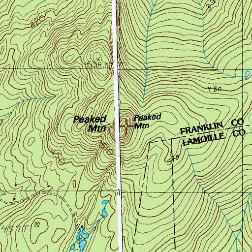 Topographic Map of Peaked Mountain, VT