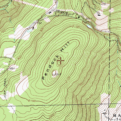 Topographic Map of Pendock Hill, VT