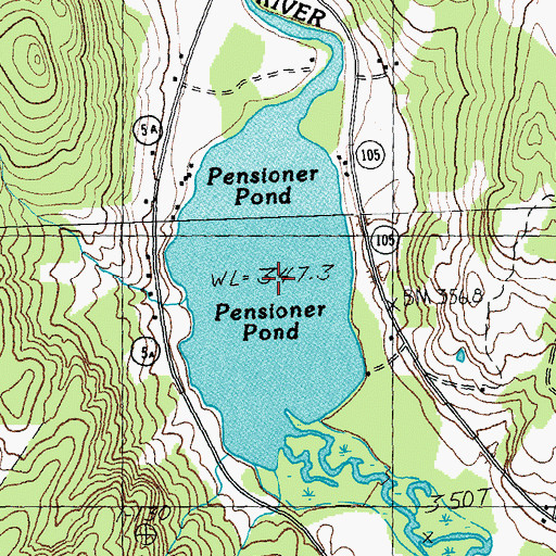 Topographic Map of Pensioner Pond, VT