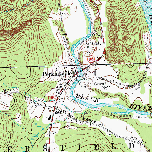 Topographic Map of Perkinsville, VT
